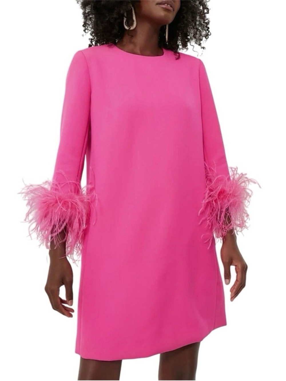 Tuckernuck Mod Ellie Hot Pink Feather Cuff Shift Dress - Picture 4 of 9